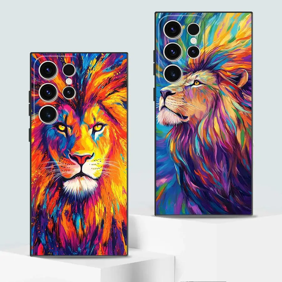 Black Soft Shell Case with Colorful Anime Lion Design