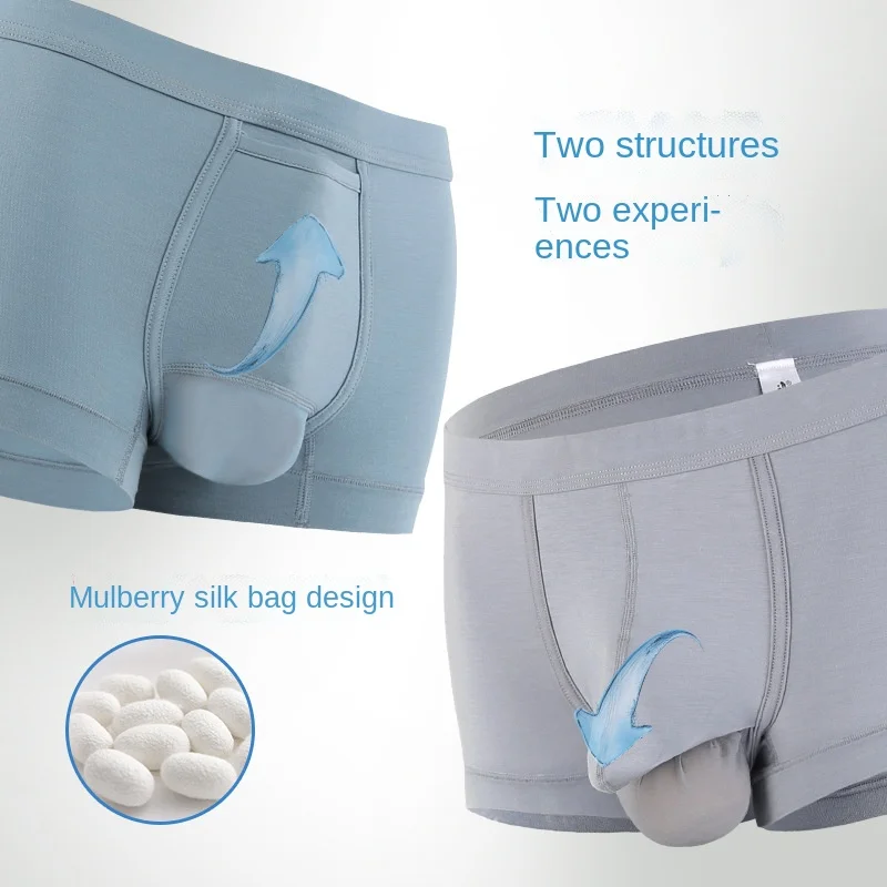 ThermalMensBoxersTesticleBagUnderwearforSexMensMulberrySilk