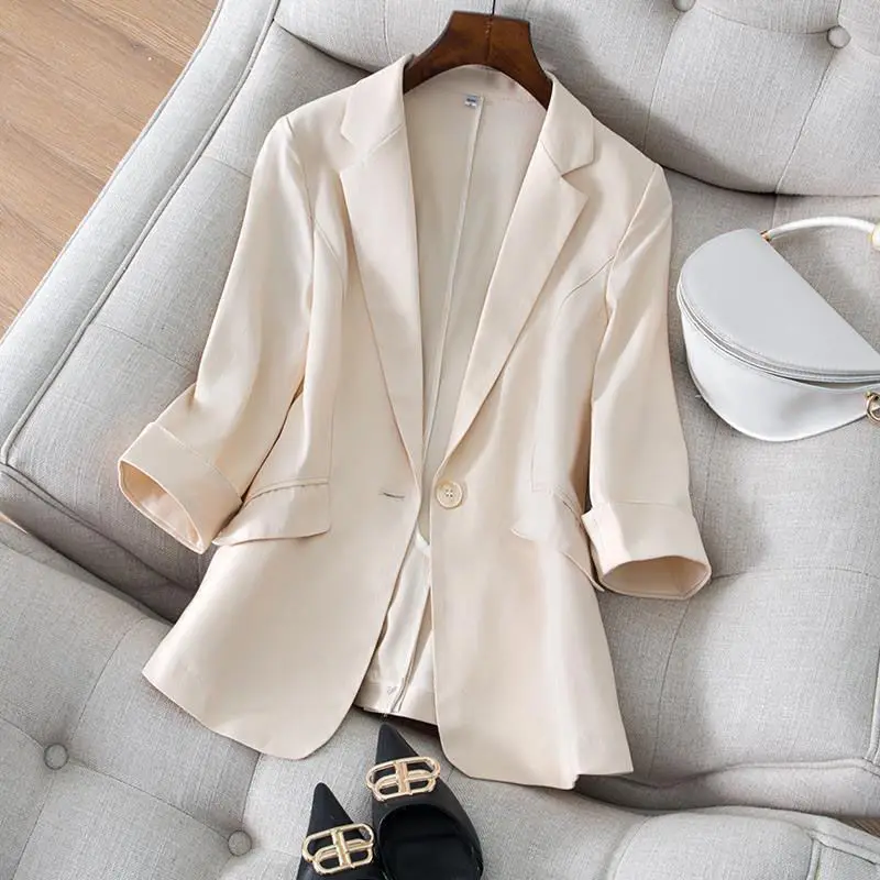 Small suit jacket female seven-point sleeve 2023 spring and summer new Korean version temperament slimming suit female top