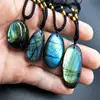 Natural Irregular Labradorite Pendant Necklaces Random Energy Stone Women Menwire Wrapped Pendant Lucky Necklace Moonstone 6