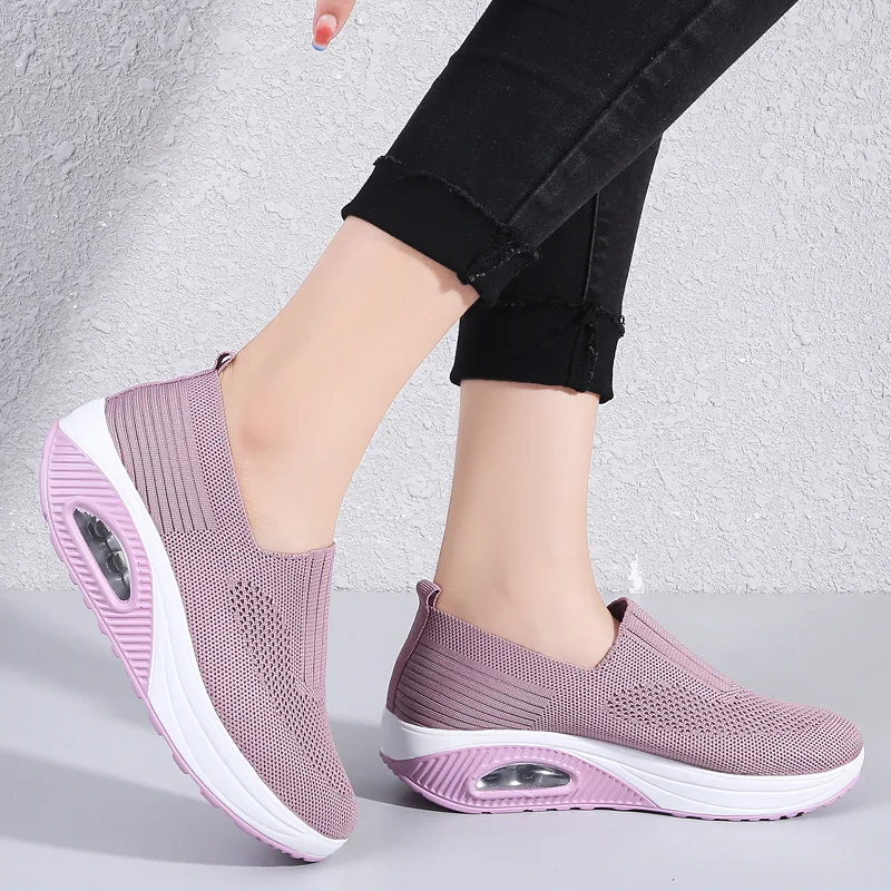 2024 Women's Autumn Simple Solid Color Comfortable Non-slip Loafers Outdoor Shallow One-leg Mesh Breathable Vulcanized 36-43