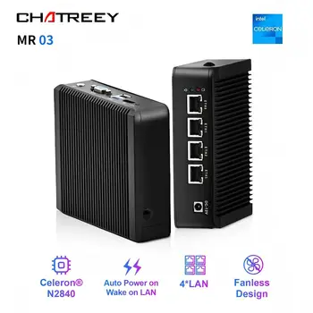 Chatreey Fanless Industriale MR03 Mini PC Intel N2840 Computer desktop 4 * Intel LAN i225 per Pfsense Firewall Router morbido 1