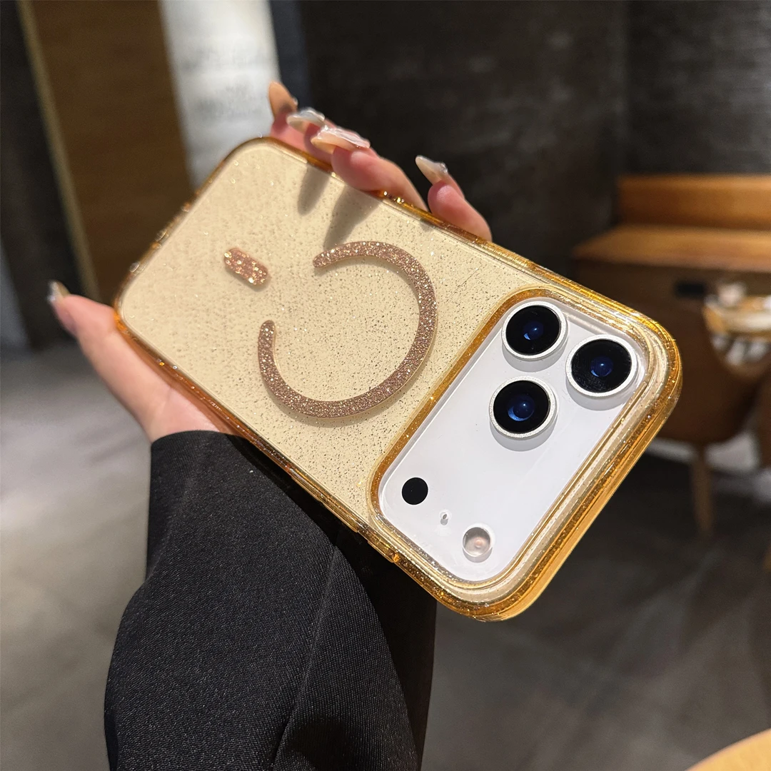Luxury Elegant Sparkling Glitter Magnetic Wireless Charging Shockproof Phone Case