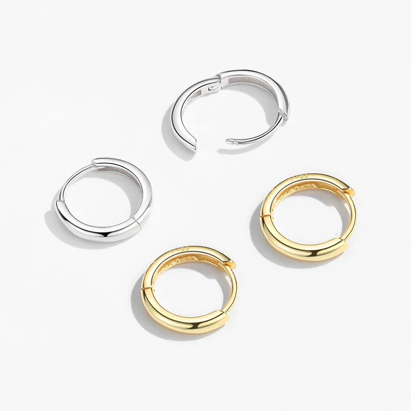 925 Sterling Silver Geometry Hoop Earrings for Women Fashion Silver Jewelry Gifts Trendy 5