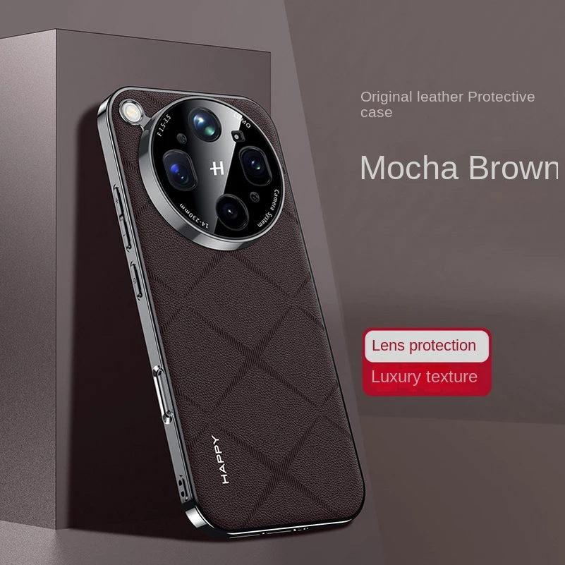 Luxury Plain Leather Case with Camera Lens Protection - Slim Good Texture Cover