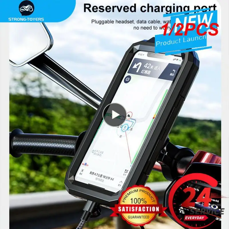 

1/2PCS Waterproof Motorcycle Mobile Phone Holder for 4.7-6.8 Inch Smartphone Mount Rearview Mirror Anti-shake Holder with Touch