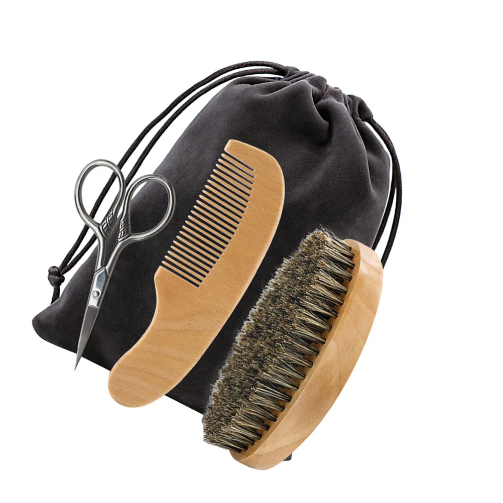 

Scalp Shaver Shaving Razors for Men Beard Care Kit Hair Supplies Accessories Modify Scissors Wooden Tool Man Styling Tools
