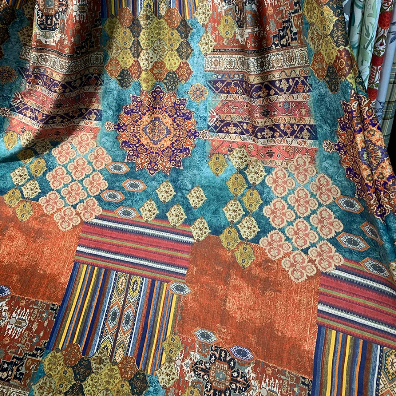 

Ethnic European Style 3D Printed Curtains Luxury Villa High-end Atmospheric Finished Curtains for Living Dining Room Bedroom