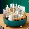 1pc 360 Degree Rotating Cosmetic Storage Box, Large Capacity Makeup Organizer, Plastic Round Skin Care Products Display Case 6