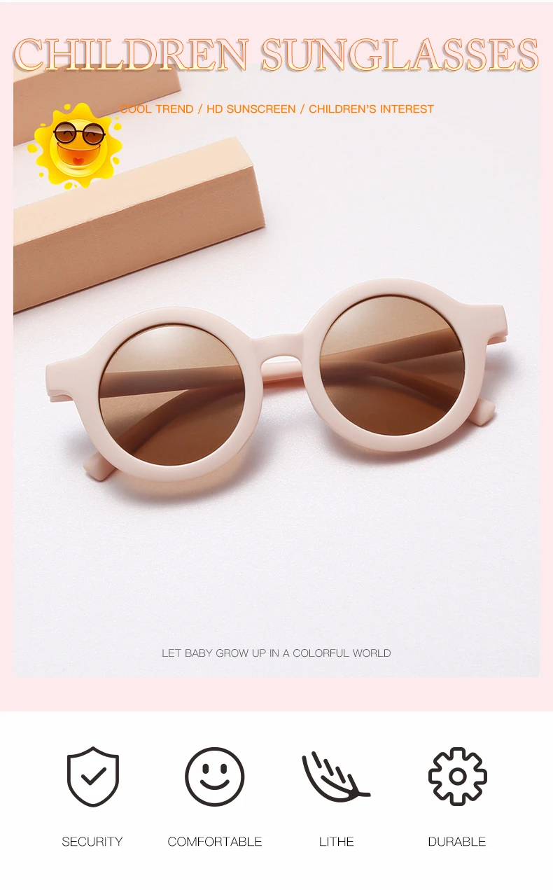 Occhiali da sole per bambini tondi alla moda classici Occhiali da sole per bambini nuovi in plastica per ragazzi e ragazze Occhiali da sole per bambini fuori porta_voghion.com