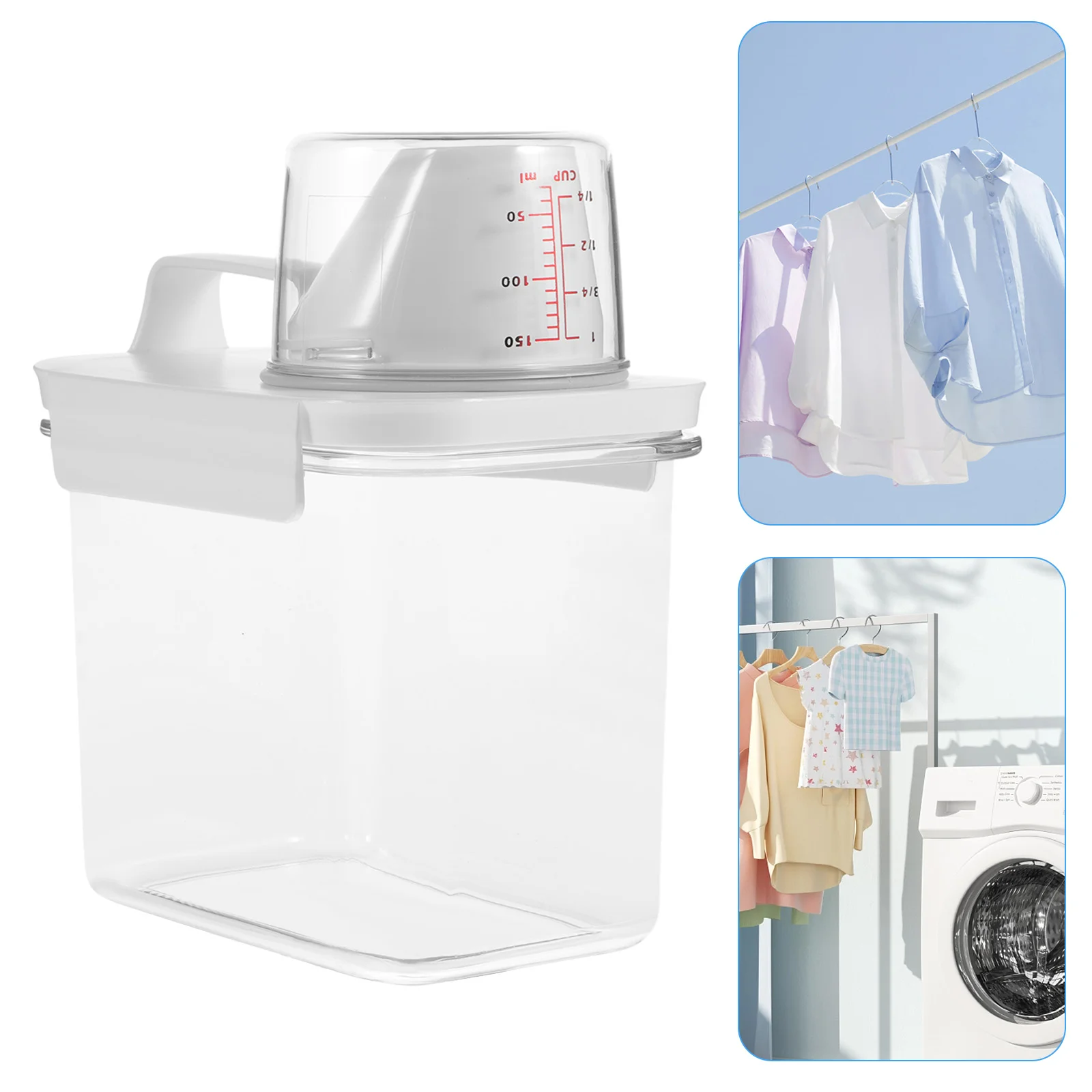 

Laundry Detergent Jug Box 1.1L Plastic Laundry Detergent Washing Powder Bottle Lotion Dispenser Clear Canister Sub Bucket Bottle