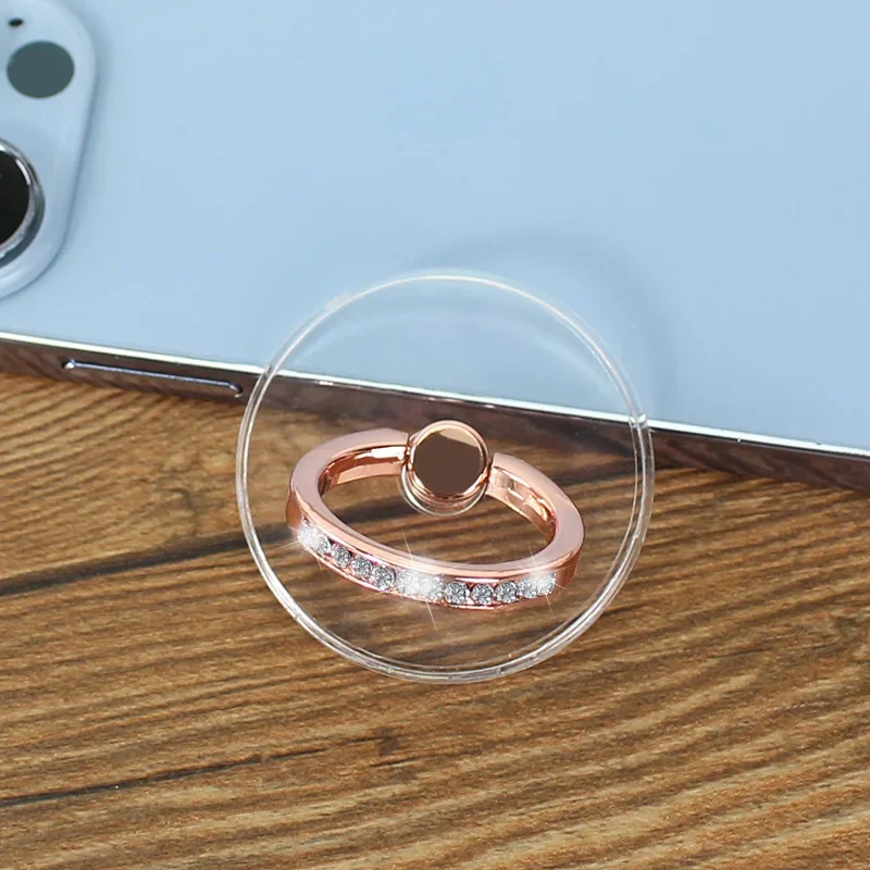 Diamond Phone Ring: Transparent 360° Rotating Finger Grip Holder