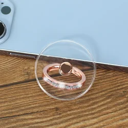 Diamond Phone Ring: Transparent 360° Rotating Finger Grip Holder (Rose)