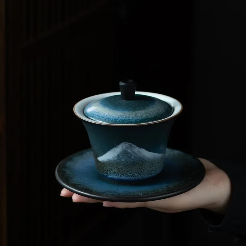 Cover Bowl Ceramic Three-Force Cover Bowl Household Tea Cup Tea Kung Fu Set Making Device Gaiwan Chinese Set