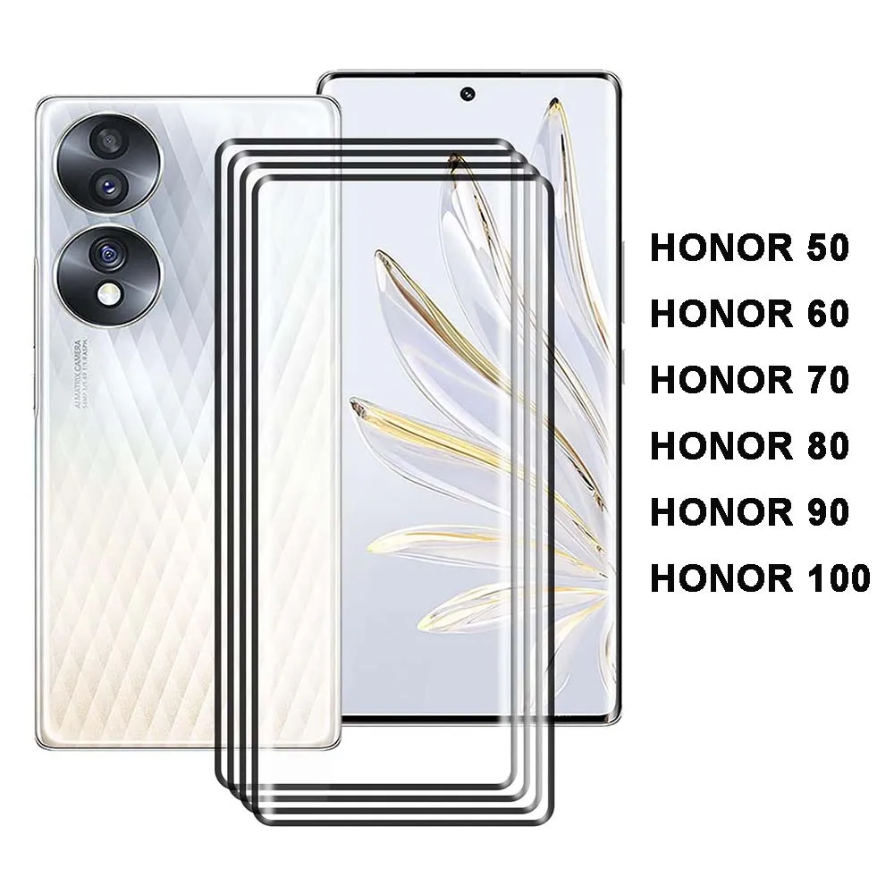 Vetro Temperato Curvo 3D Per Honor 50 60 70 80 90 100 Screen Protector Fingerprint Scan Unlock 9H Ultra Clear