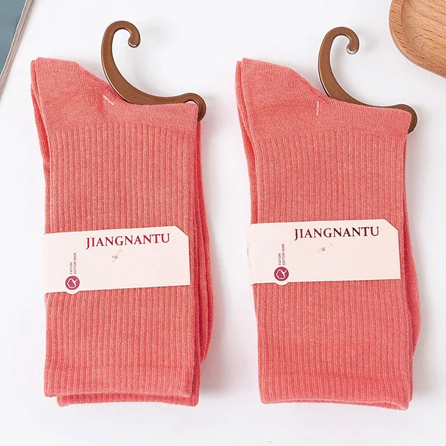 26 Solid Color Four Seasons Women's Socks Middle Tube Socks Candy Sock Cute Cartoon Girl Socks Pure Cotton Comfortable Home Sock 1 pair-024