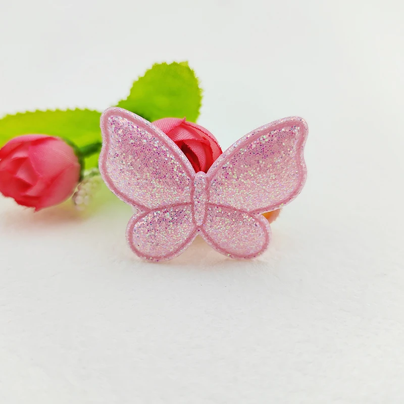 100 Teile/los Zwei Größe Glitter Schmetterling Gepolsterte Appliques Für Handwerk Kleidung Nähen Liefert DIY Haar Clip Zubehör Patch – Detail 11