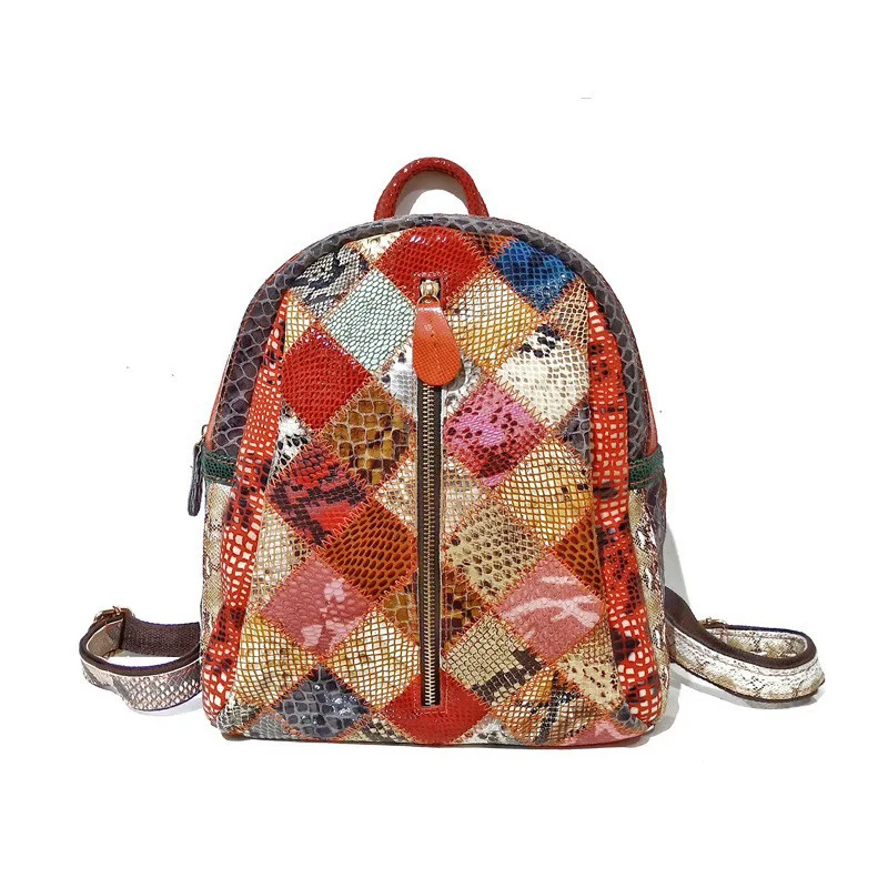 

Women's Bag One Piece Dropshipping 2022 Fashion Retro Fashion Sheepskin Backpack Genuine Leather Women's Bag Stitching Backpack