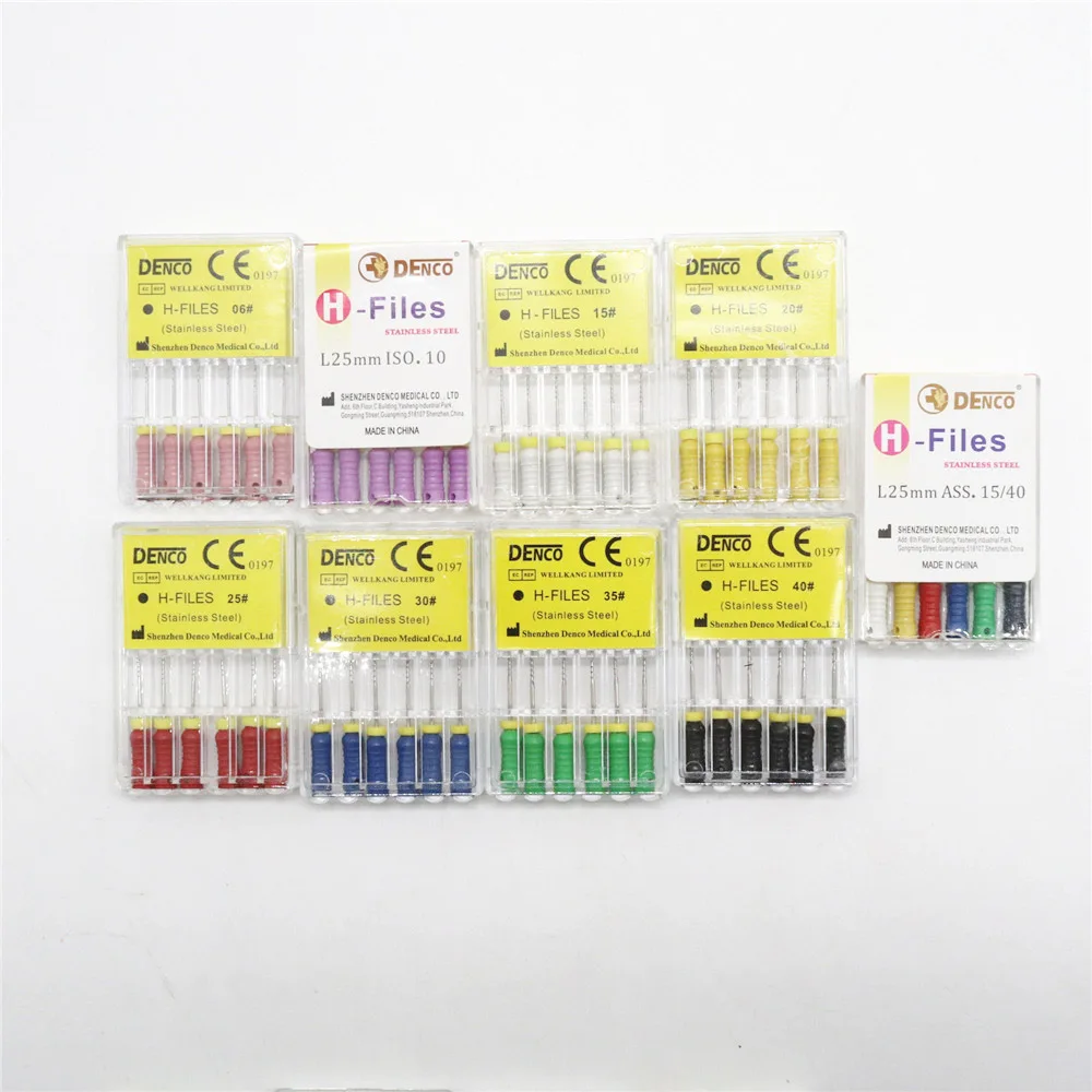 6pcs/box Dental Lab Instruments Hand Use Hfiles 25mm Stainless Steel Endodontic Root Canal