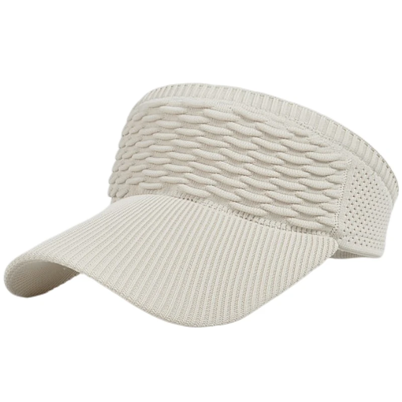 

Knitted Visor Cap Breathable Adjustable Bent Brim Sunscreen Hat Casual Version For Women Men Summer Outdoor Sports Beach Hat