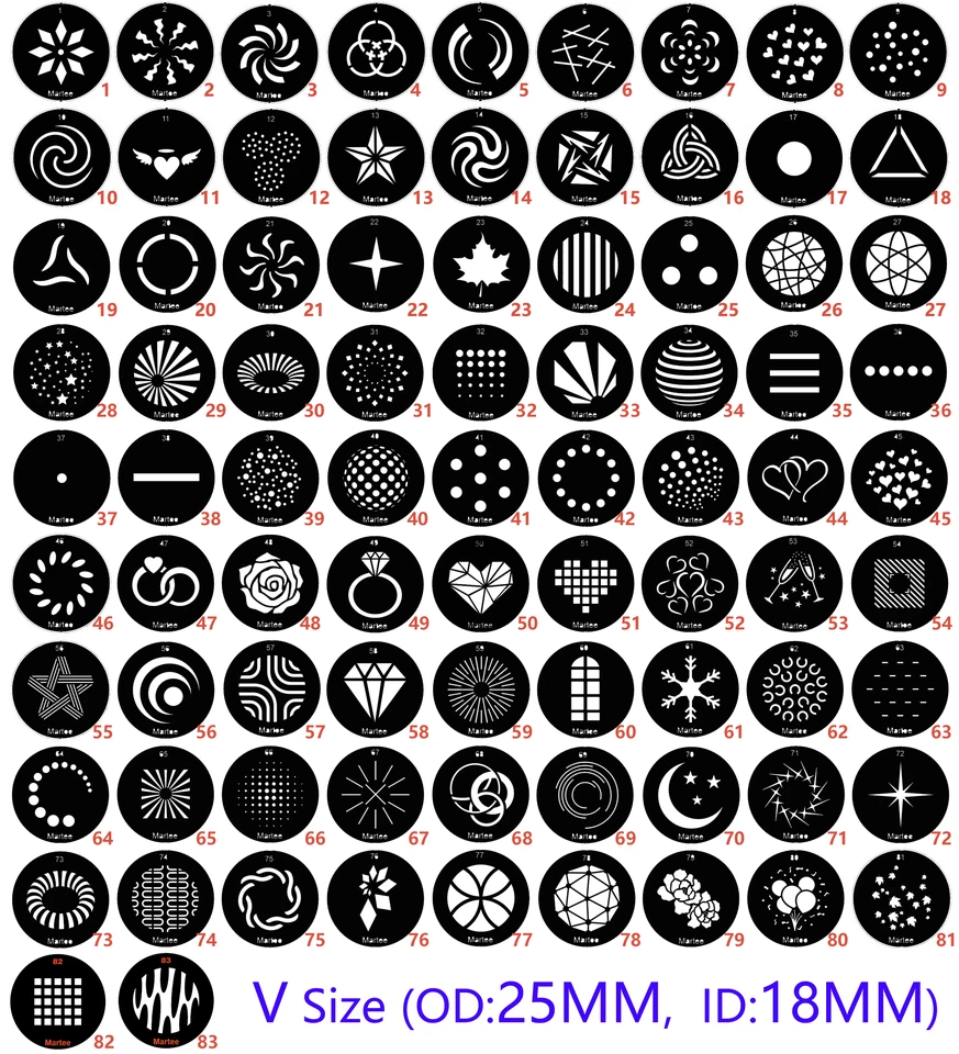 25mmメタルパターンディスクプレートゴボライトプロジェクター移動