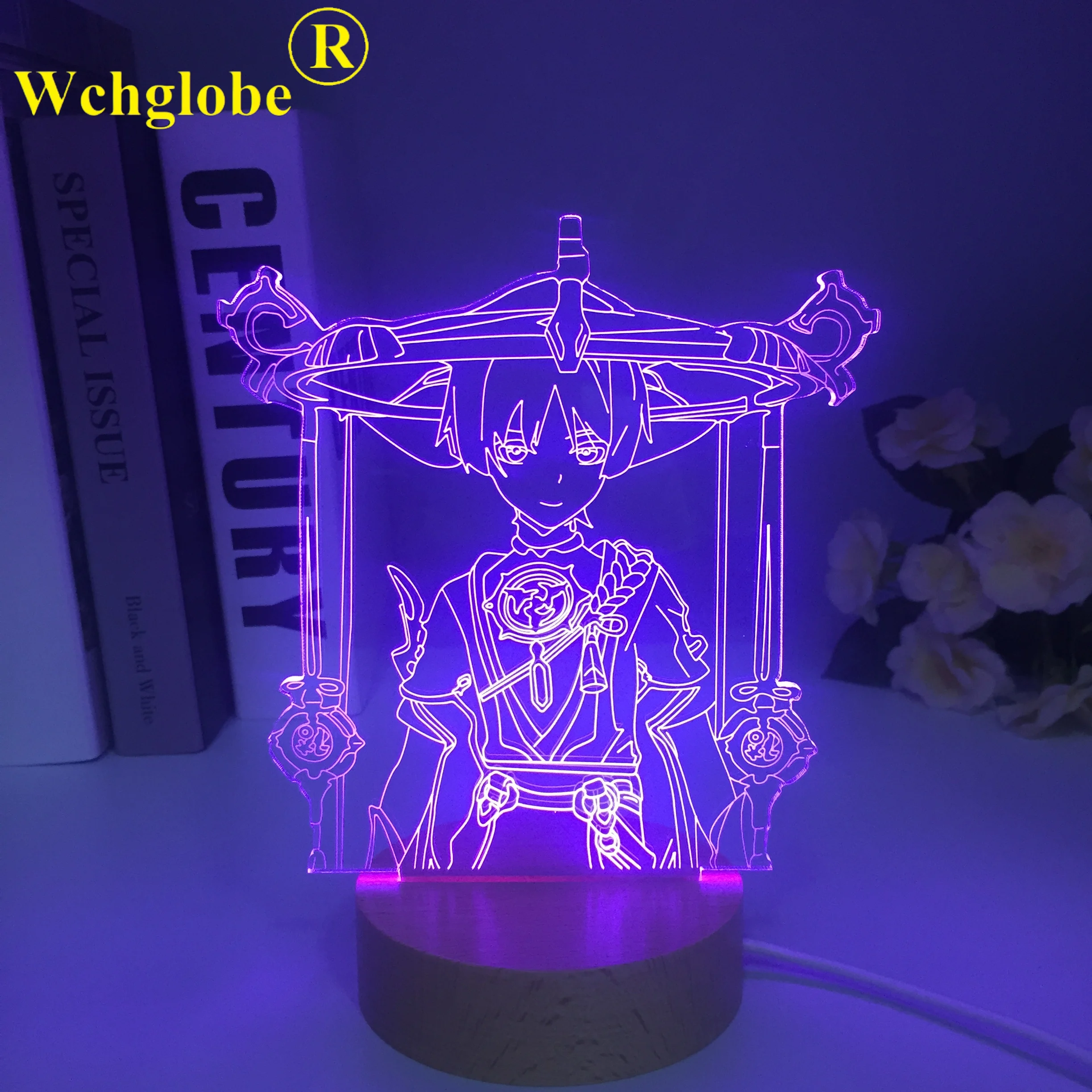 

Genshin Impact Figure Wooden Scaramouche Balladeer Night Light USB Popular Game Led Acrylic Light Gift Bedroom Decoration Lamp