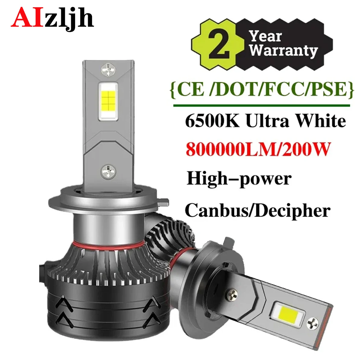 

AIZLJH 6500K 200W 80000LM H7 H4 H11 9005HB3 9006 HB4 H1 9012 Высокая мощность Canbus Светодиодная лампа для фар головного света 3570 CSP