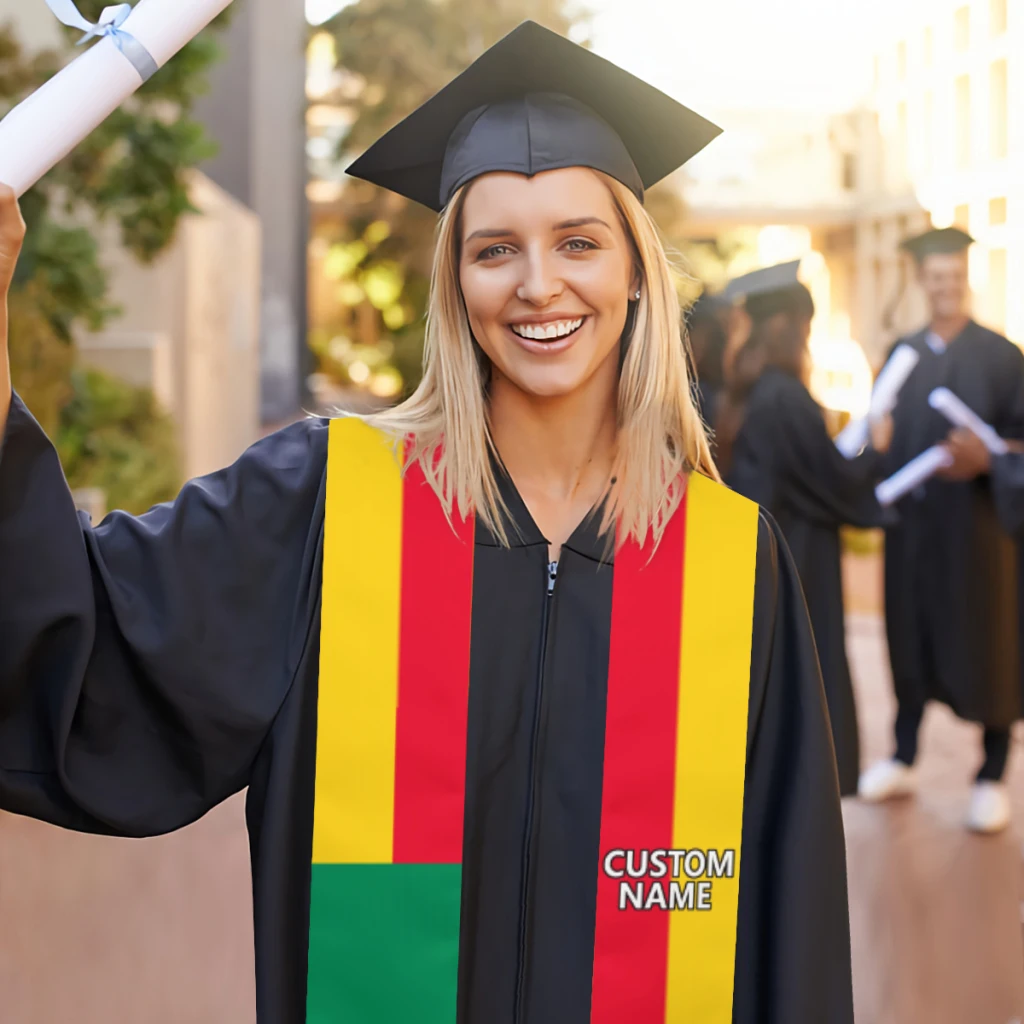 Nome Personalizzato Benin Flag Sciarpa Laurea Sash Stola Studio Internazionale All'Estero Accessorio Per Feste Unisex Per Adulti