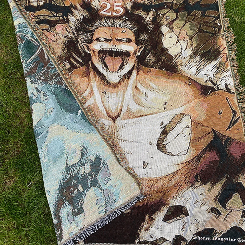 2025 Attack on Titan Eren Anime Cartoon Soft Blankets Throw Blanket New Years Gift Blanket for Picnic Beds Sofa Home Kids Gifts Sneakatelier