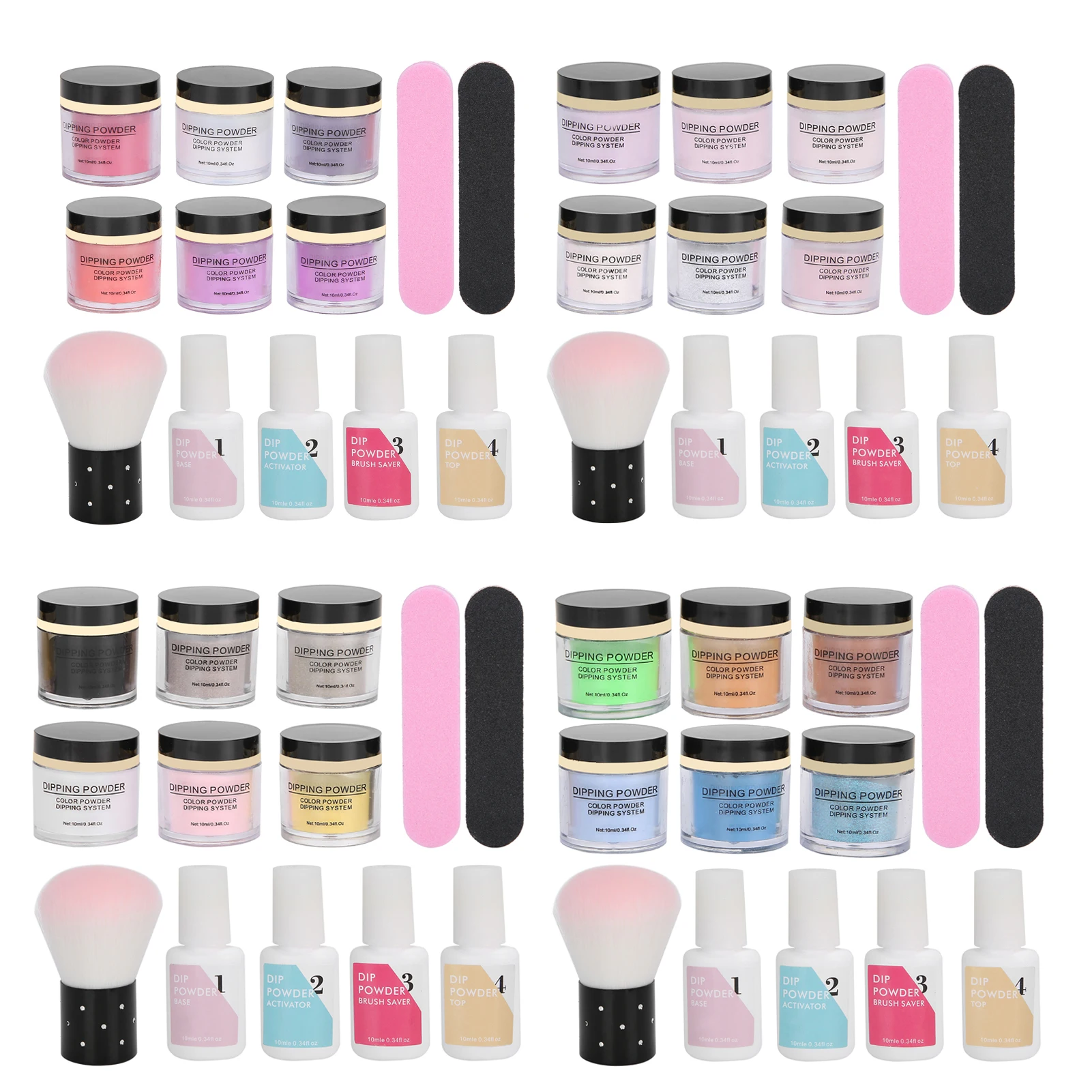 Base Coat Nail Dipping Powder Nail Powder Nail Dipping Powder Set Nail Art Powder Top Base Coat Gel Dust Brush Manicure Tool Set 6
