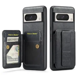 RFID Blocking Flip Card Holder Wallet with Magnetic Retractable Wristband - PU Leather Cover - Pixel 7 (Black)