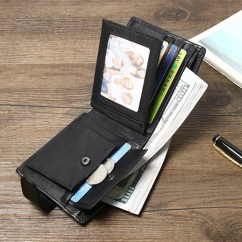Rfid Blocking Genuine Leather Wallet Men with Coin Pocket Dollar Wallet Real Leather Purse for Men 4