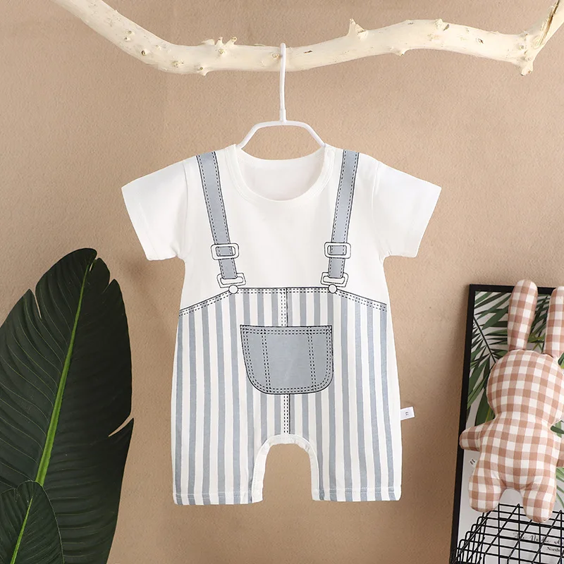 0-2 Years Infant Toddler Rompers Cotton Summer Baby Boys Thin Rompers Short Sleeve Newborn Cartoon Baby Girls Bodysuit Baby Bodysuits expensive