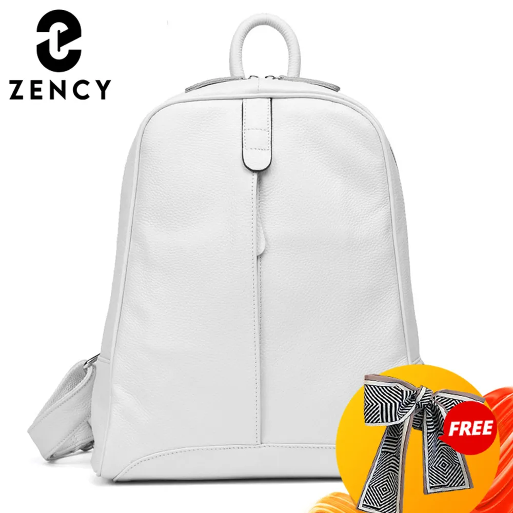 Zency Travel Backpacks Women 100% Genuine Leather Preppy Schoolbag For Girls Fashion Knapsack Large Capacity More Pockets