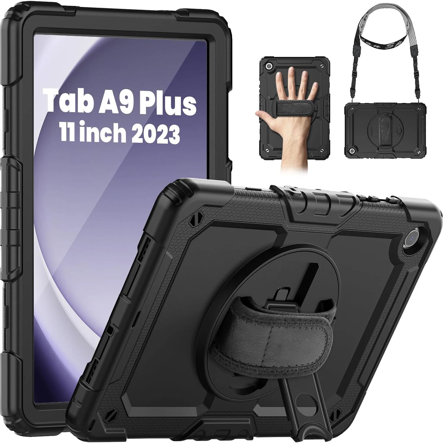 

Case for Samsung Galaxy Tab A9+ Plus 11" 2023 (SM-X210/X216/X218), Heavy Duty Shockproof Protective Case with Rotating Stand