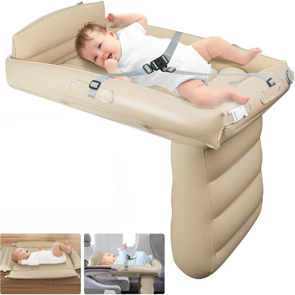 Letto gonfiabile da viaggio per bambini, materasso ad aria gonfiabile per aereo, treno, auto, con cintura di sicurezza