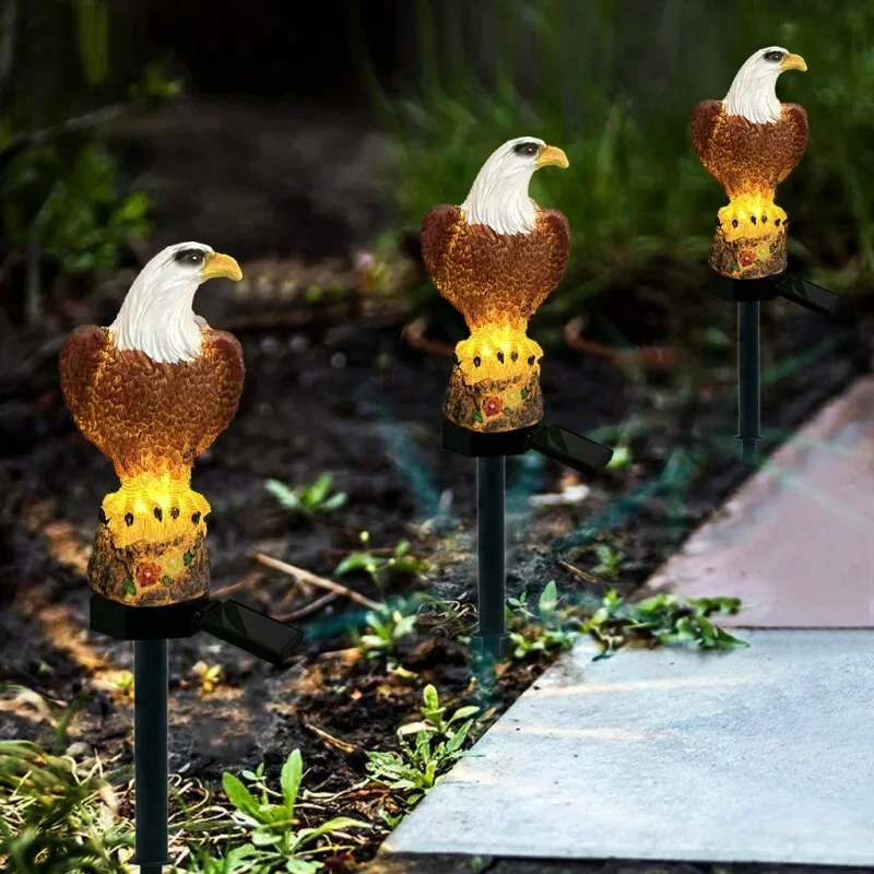 LED Solar Garden Lights Outdoor Waterproof Resin Eagle Light Yard Landscape Path Lawn Street Decoration Solar Powered Lamp