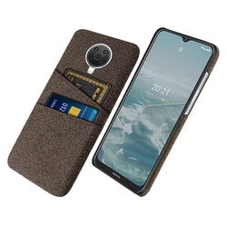 Premium Fabric Dual Card Holder Case for Nokia G20 (Brown)