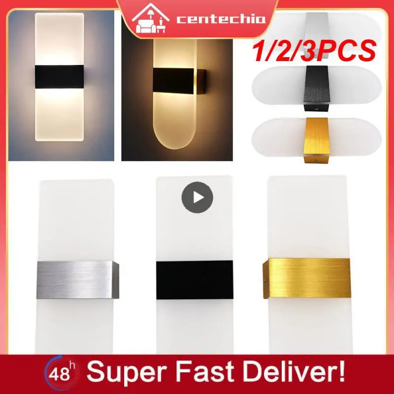 미니 LED 아크릴 벽 램프, AC85-265V 길고 따뜻한 흰색 침구, 거실 실내 벽 램프, 3 W, 6 W, 12W, 1 개, 2 개, 3 개