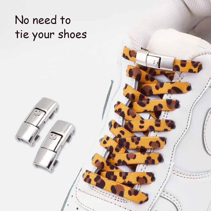 Leopard Print No-Tie Elastic Shoelaces - 1 Pair