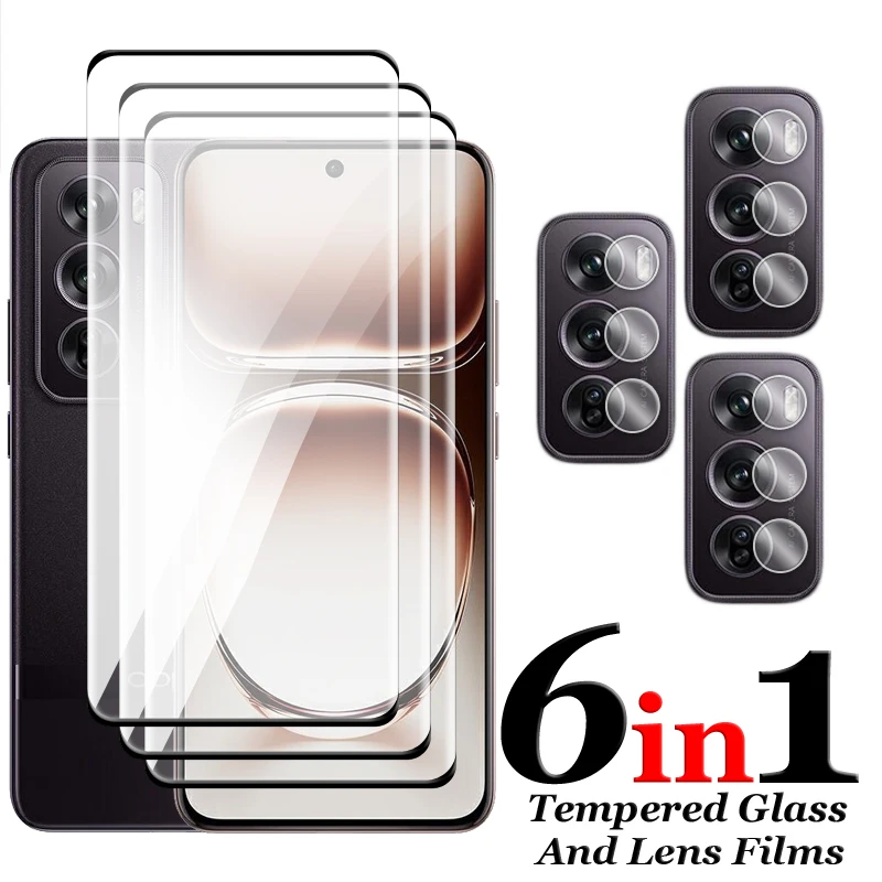 

6in1 For Oppo Reno12 5G Glass For Reno12 Pro 5G Tempered Glass 6.7 inch 3D Curved Full Cover Screen Protector For OPPO Reno12