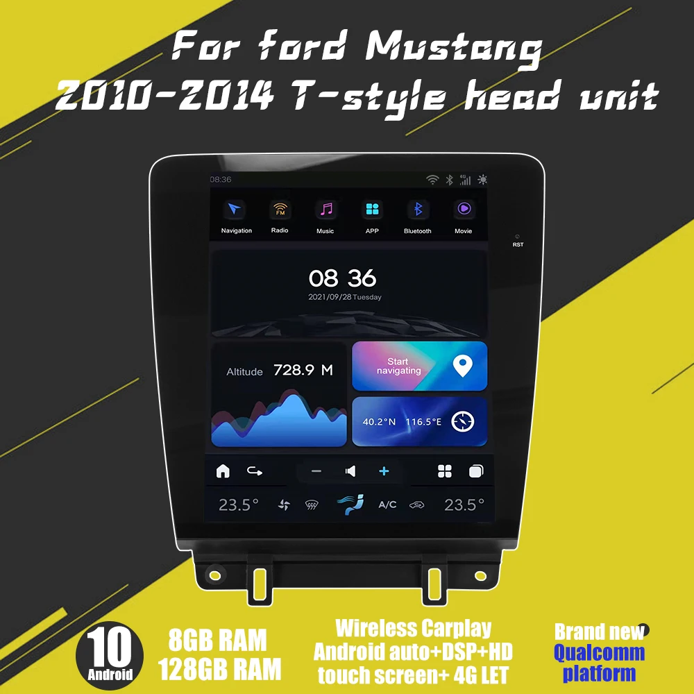 AuCar 12 1 дюймов Tesla Style Android головное устройство радио для Ford mustang 2010-2014 GPS Навигация