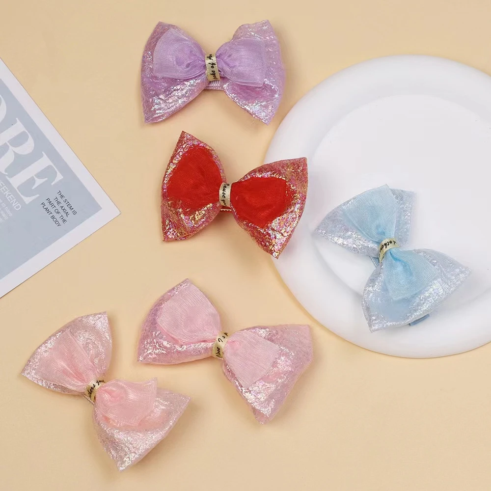 

10Pcs/Lot Mesh Bowknot Hair Clip Headwear for Children Handmade Hair Accessories Summer Kids Cute Hairpin Headdress