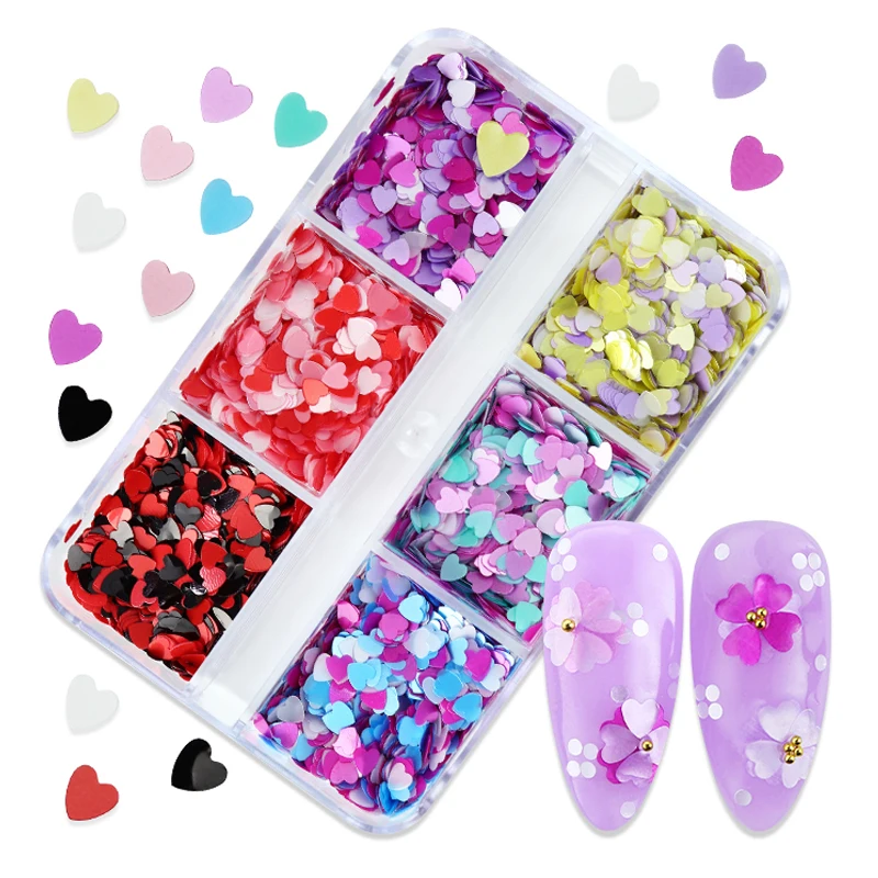 

Pearlescent Love Heart Nails Accessories Romantic Hearts Shaped Sequins Valentines Nail Art Glitter Flakes Decoración Para Uñas