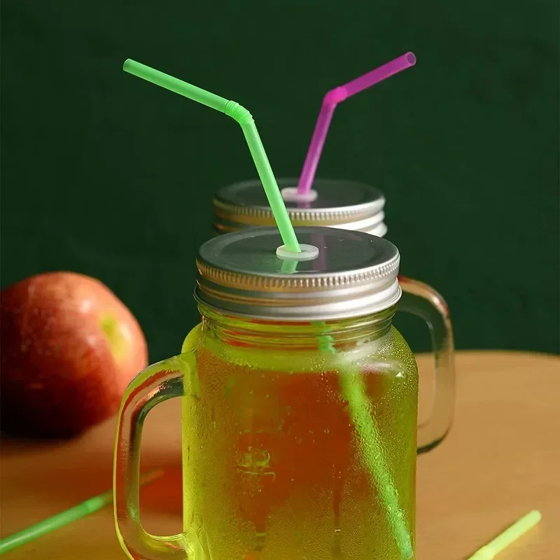 Description Picture 6 of item1000/100PCS Fluorescent Plastic Straws Multicolor Disposable Bendable Drinking Straw for Milk Cola Tea Cocktail Party Supplies