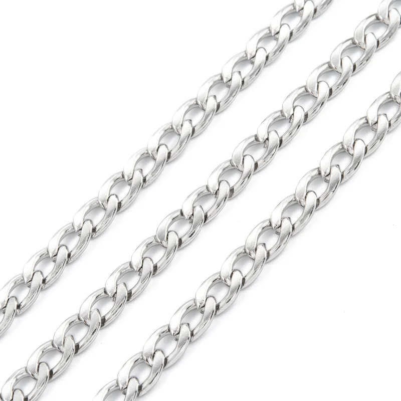 

10m/roll 6mm wide 304 Stainless Steel Curb Chains Twisted Chains Link Chain Unwelded for Jewelry Making DIY Bracelet Necklace