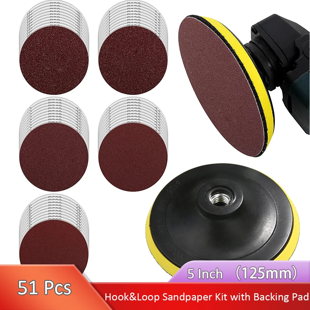 50pcs Sanding Discs With Backing Pad 
