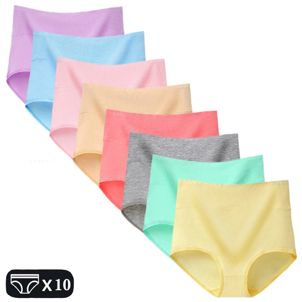 10Pcs Cotton Panties for Women Plus Size Underwear High-Rise Abdominal  Briefs Female Girl Postpartum Recovery Panties - AliExpress