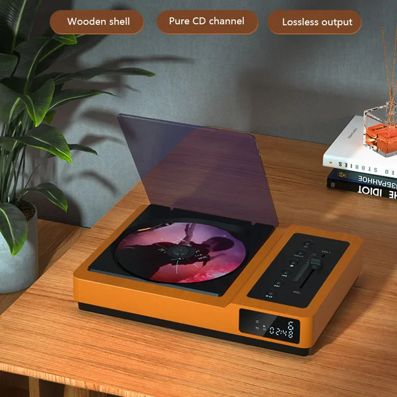 Lossless HIFI CD Player Wooden Body Bluetooth 5.2 High Bass Adjustable EQ Sound Portable USB Audio Player Infrared Remote Control portable cd player wooden cd player