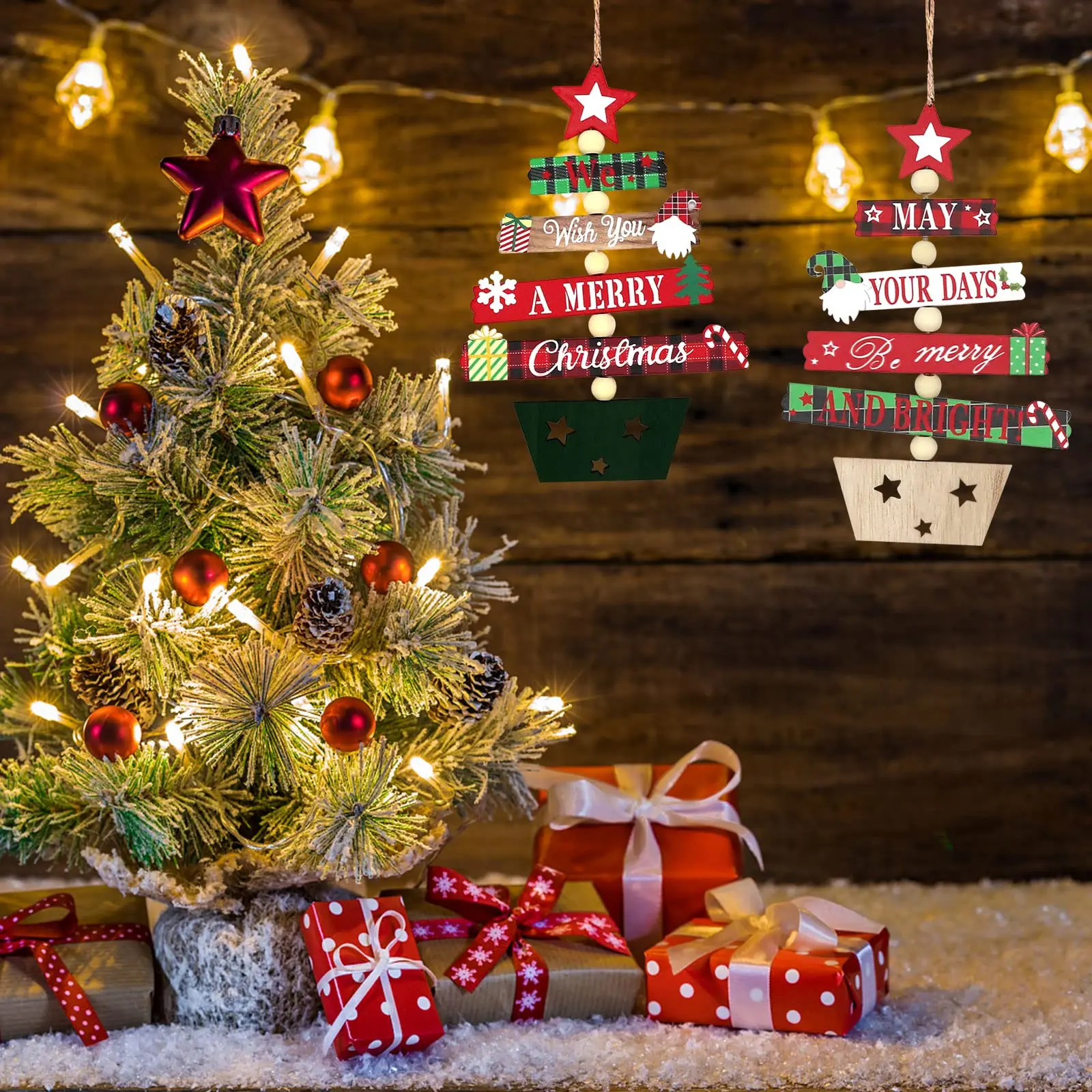 

2 шт., подвесные деревянные елочные украшения